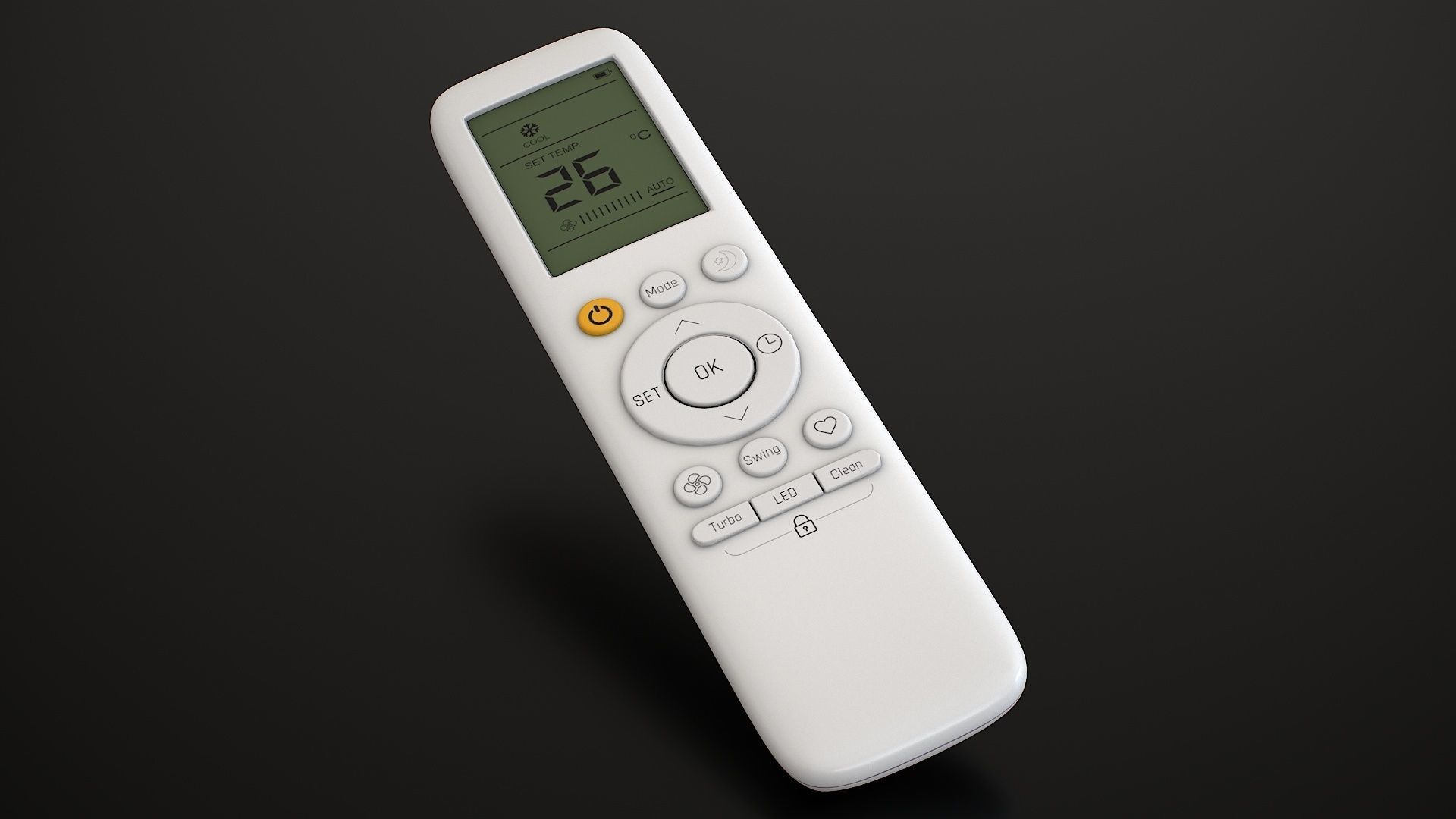 Air Conditioner Remote Control - AC Remote Low-poly 3D model_3