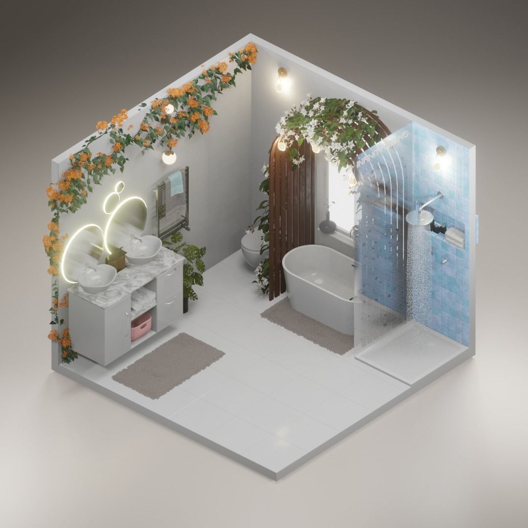 BATHROOM Low-poly 3D model_4
