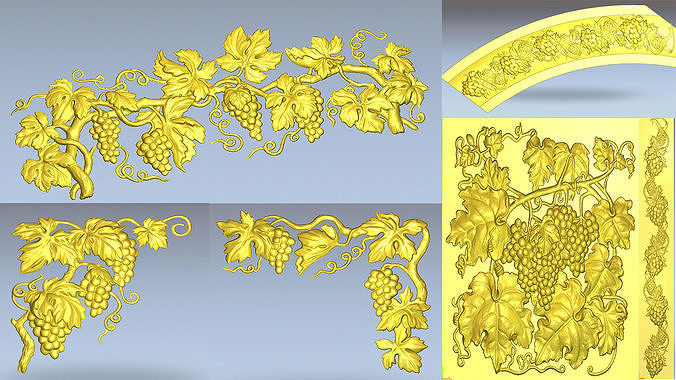 Bunch of grapes 5 RELIEF CARVED