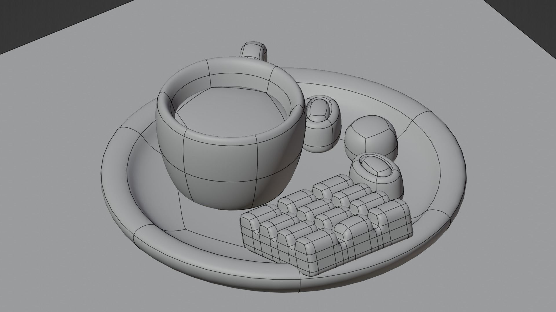 Stylized Cartoon Cup of Coffee with Chocolate Candies Low-poly 3D model_14