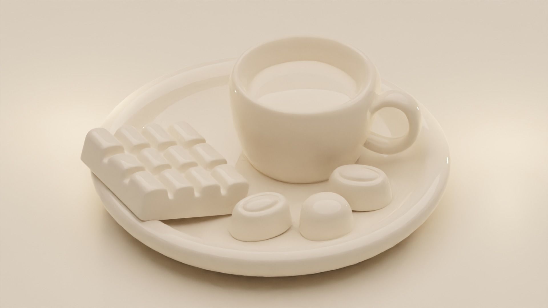 Stylized Cartoon Cup of Coffee with Chocolate Candies Low-poly 3D model_12