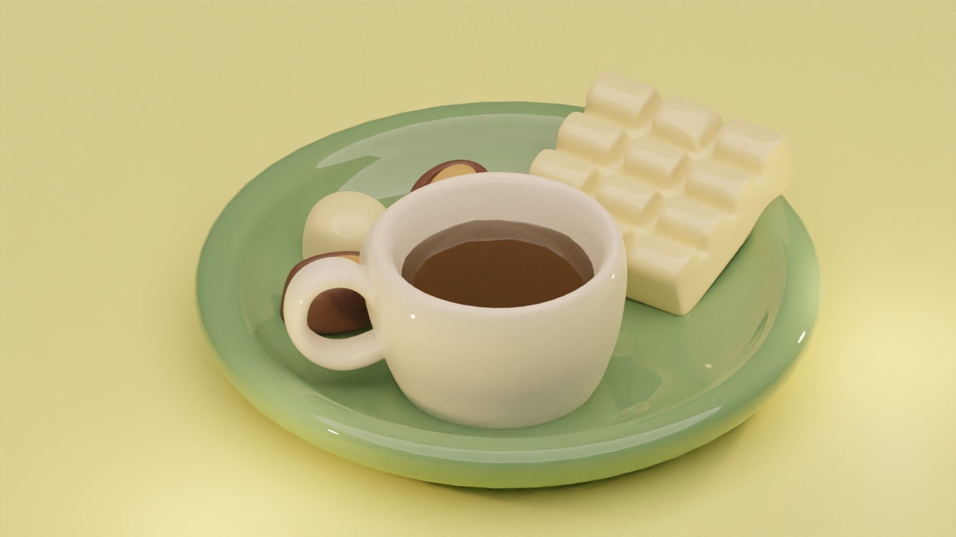 Stylized Cartoon Cup of Coffee with Chocolate Candies Low-poly 3D model_3