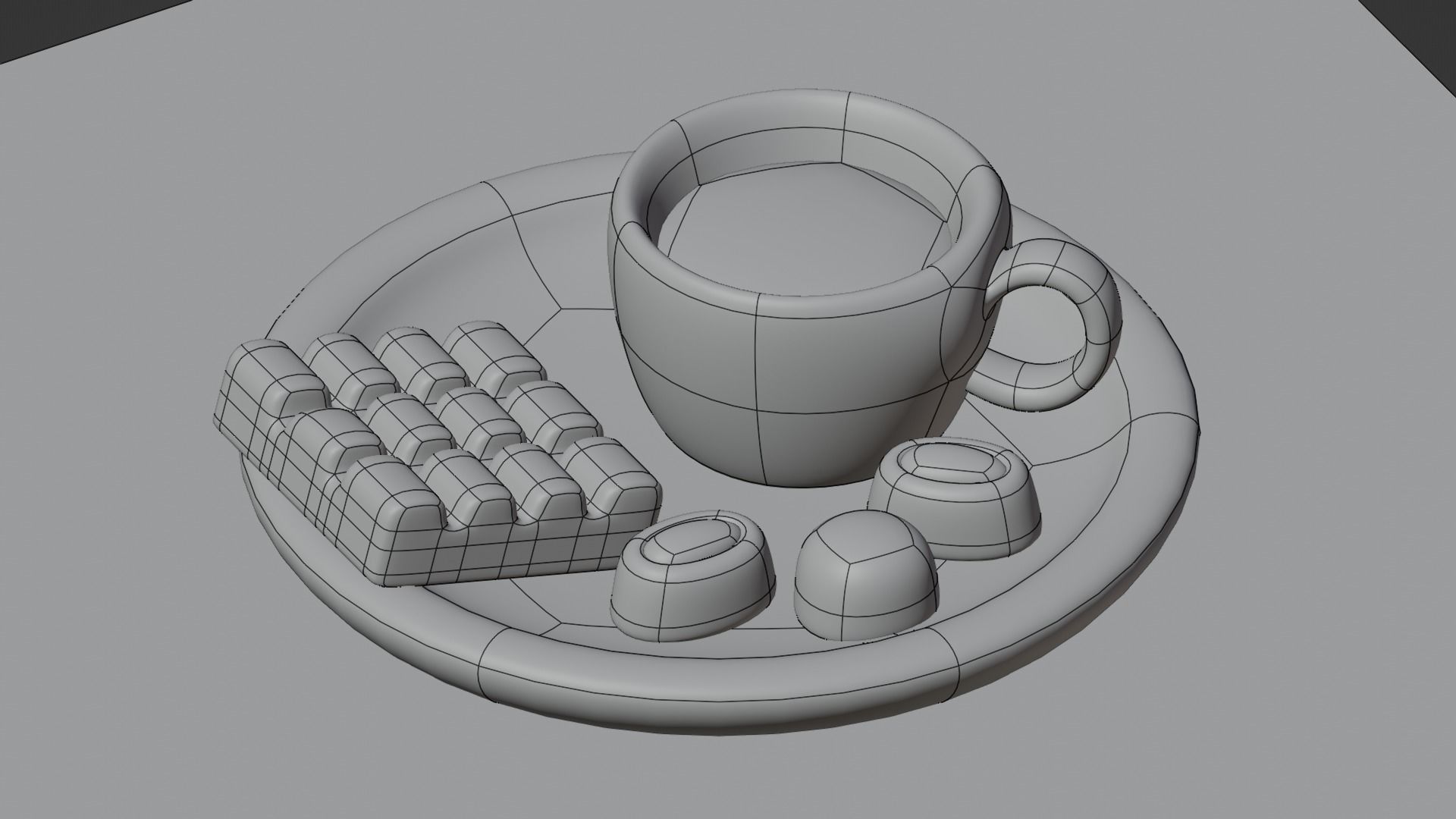 Stylized Cartoon Cup of Coffee with Chocolate Candies Low-poly 3D model_13