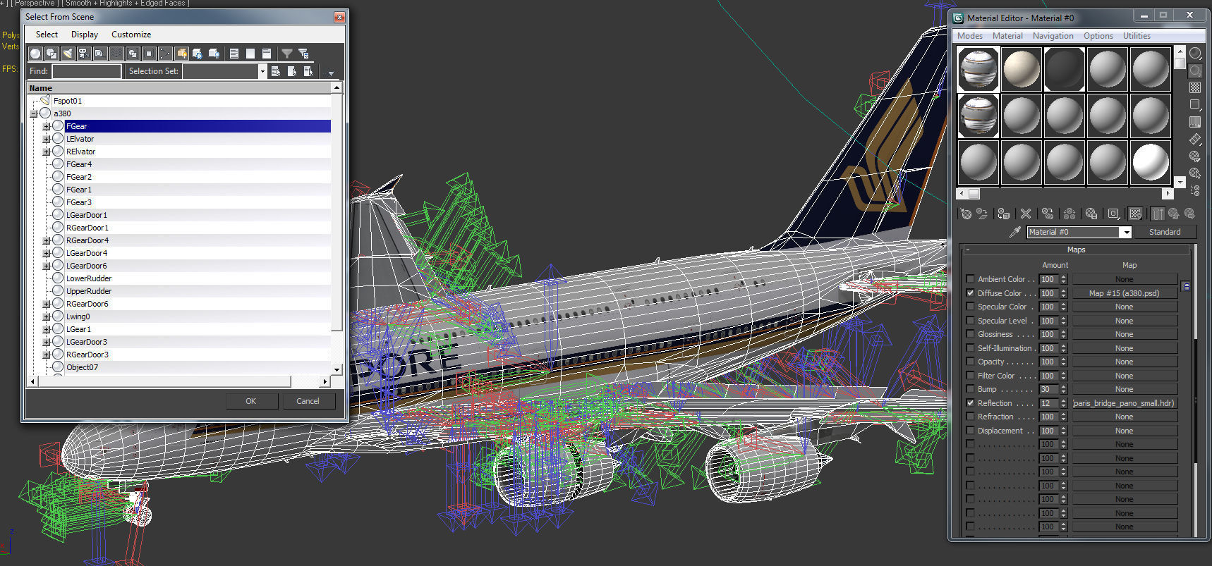 Airbus A380 Singapore Airlines 9V-SKH Low-poly 3D model_17