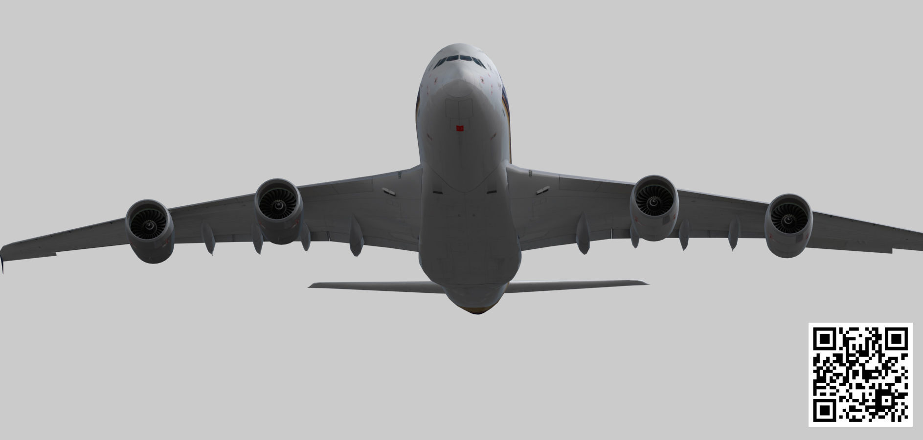 Airbus A380 Singapore Airlines 9V-SKH Low-poly 3D model_11