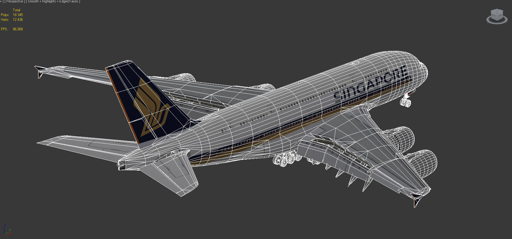 Airbus A380 Singapore Airlines 9V-SKH Low-poly 3D model_14