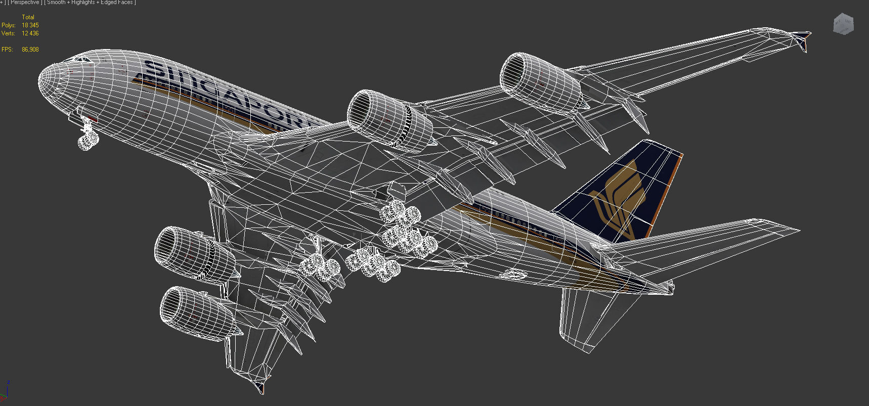 Airbus A380 Singapore Airlines 9V-SKH Low-poly 3D model_16