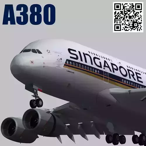Airbus A380 Singapore Airlines 9V-SKH Low-poly 3D model