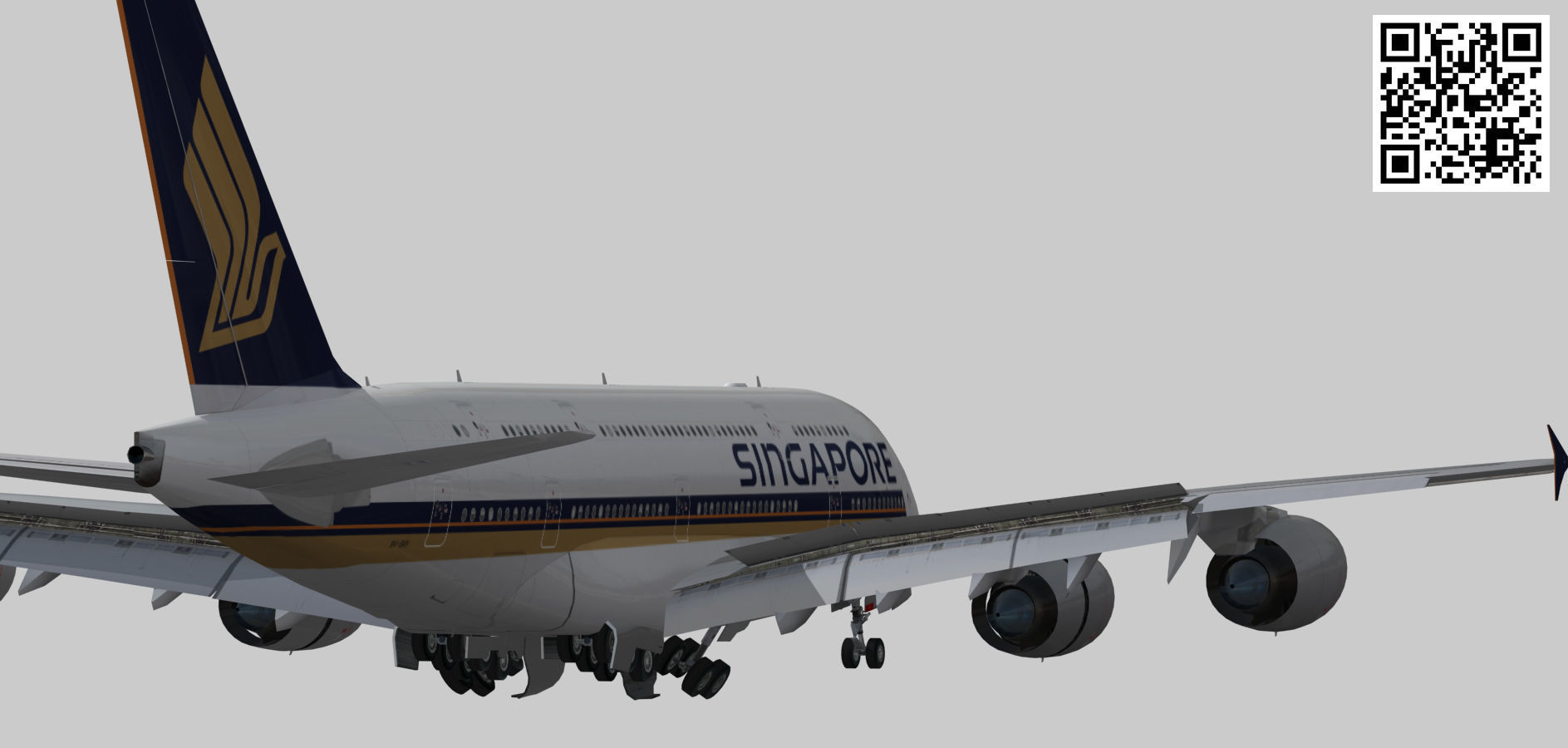 Airbus A380 Singapore Airlines 9V-SKH Low-poly 3D model_5