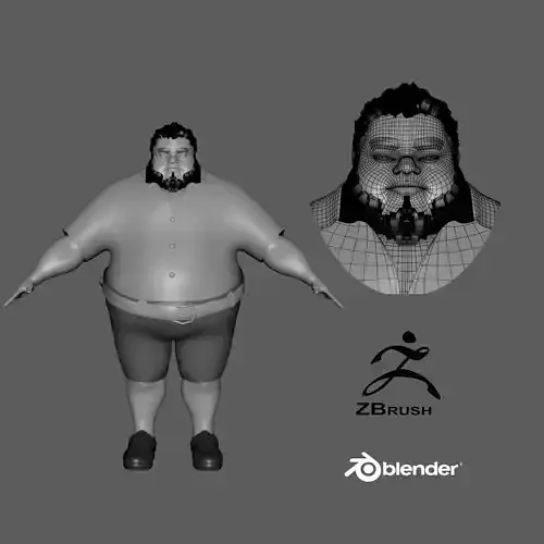 Cartoon Man - base mesh Low-poly 3D model