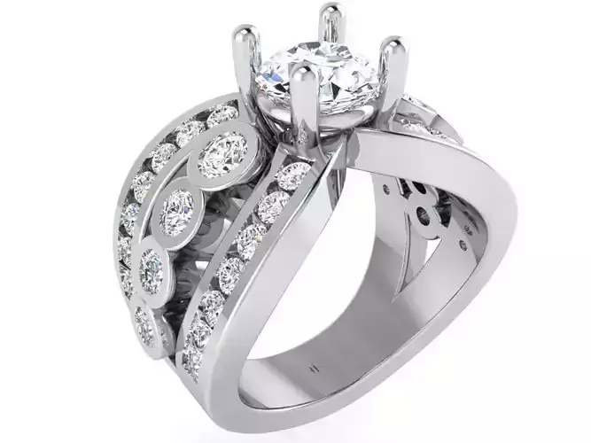 Round Diamond Bezel Channel Setting Ring 2621