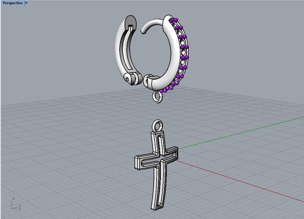 cross earrings 3D print model_14