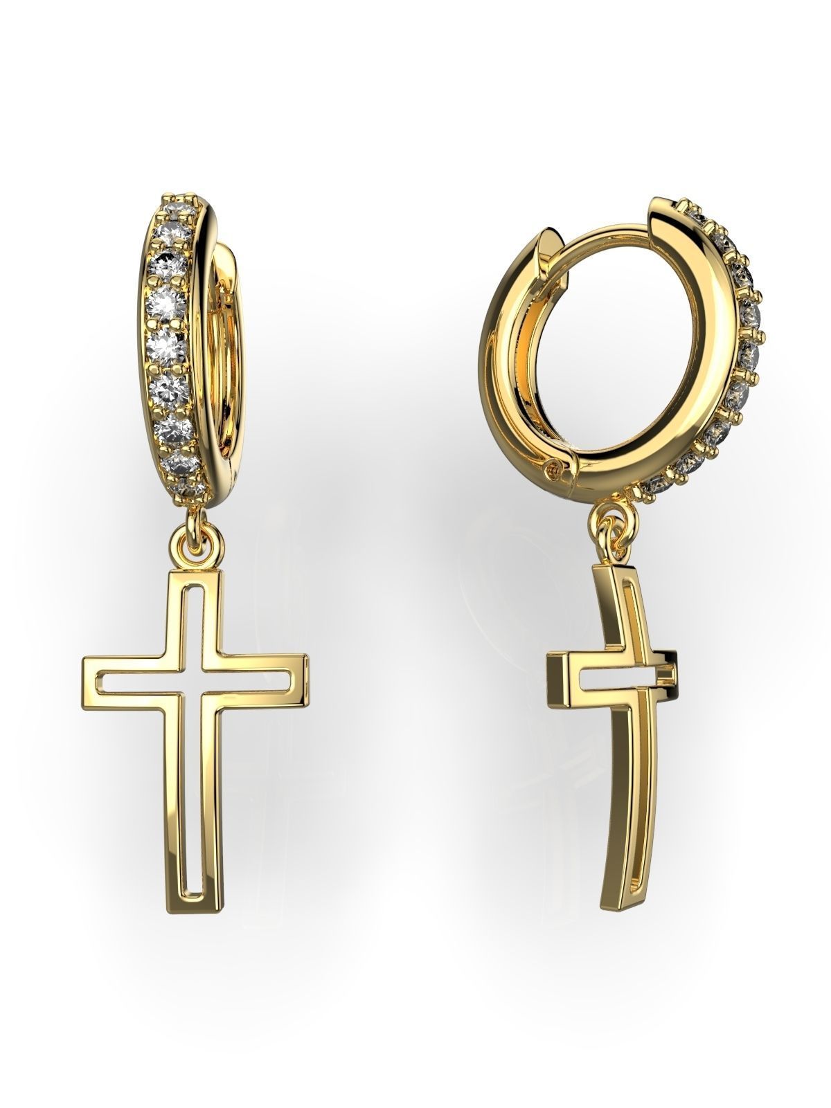 cross earrings 3D print model_5