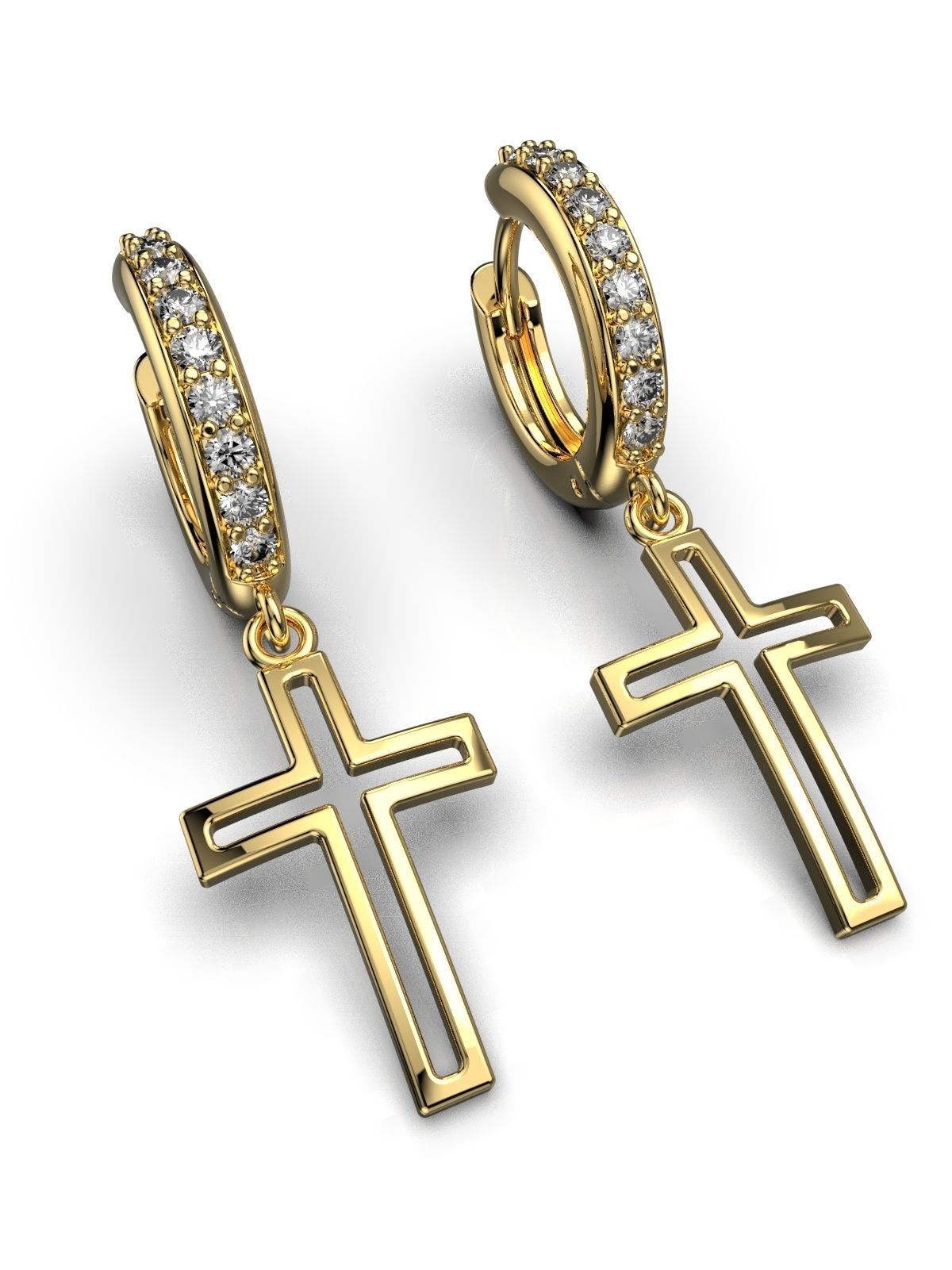 cross earrings 3D print model_6