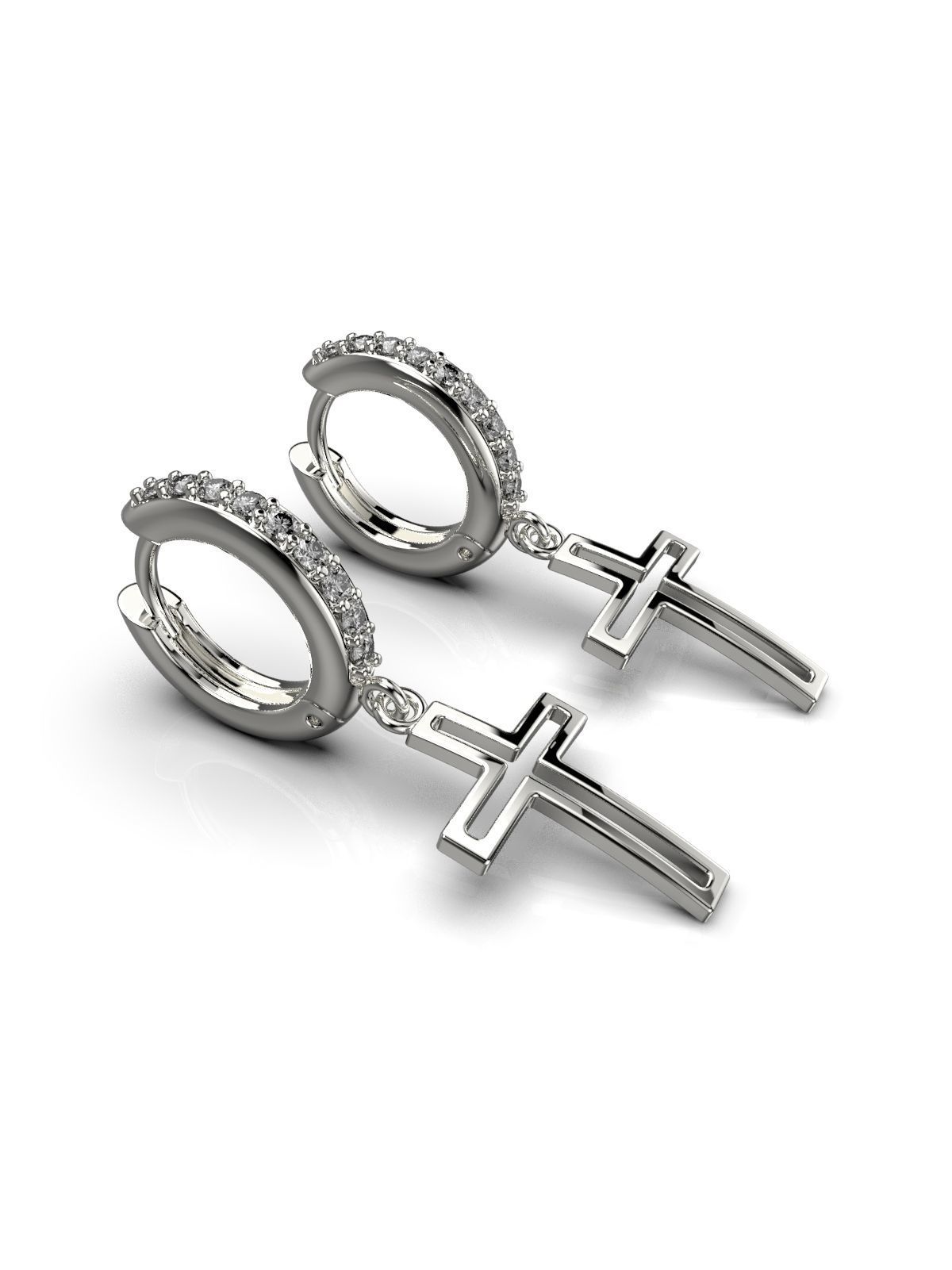 cross earrings 3D print model_9