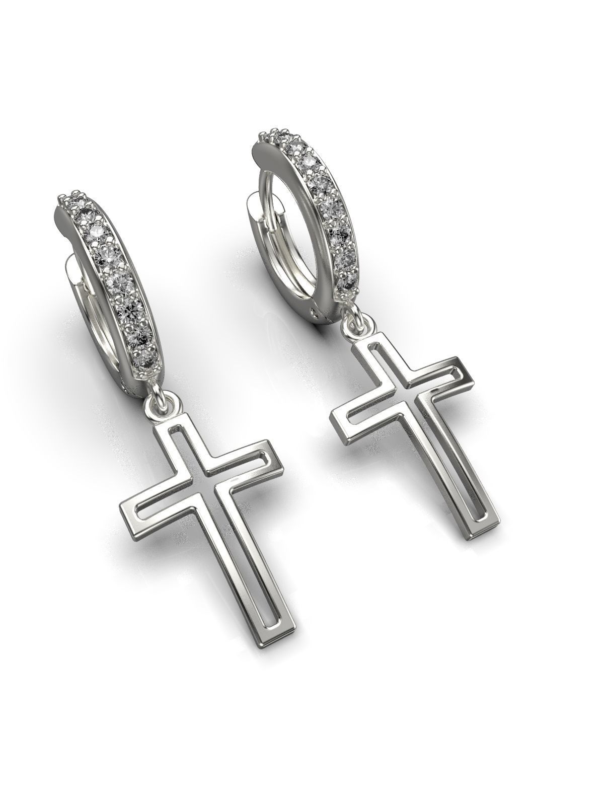 cross earrings 3D print model_8