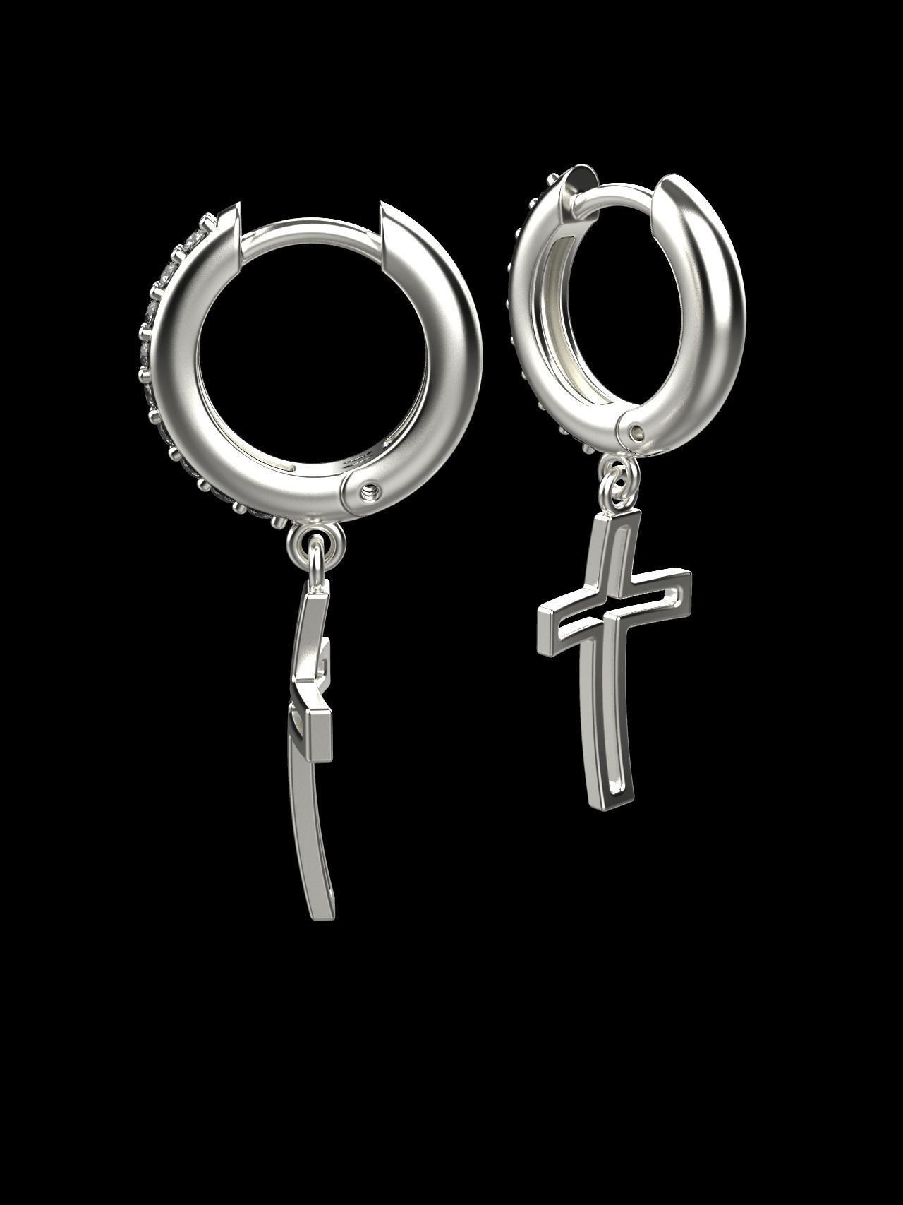 cross earrings 3D print model_3