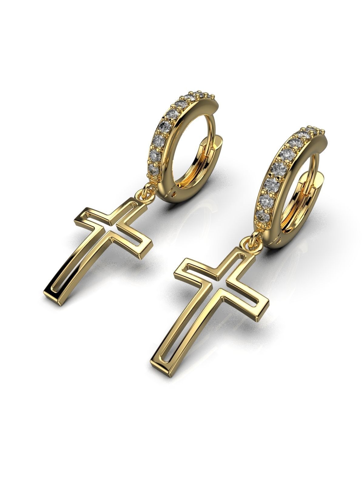 cross earrings 3D print model_7