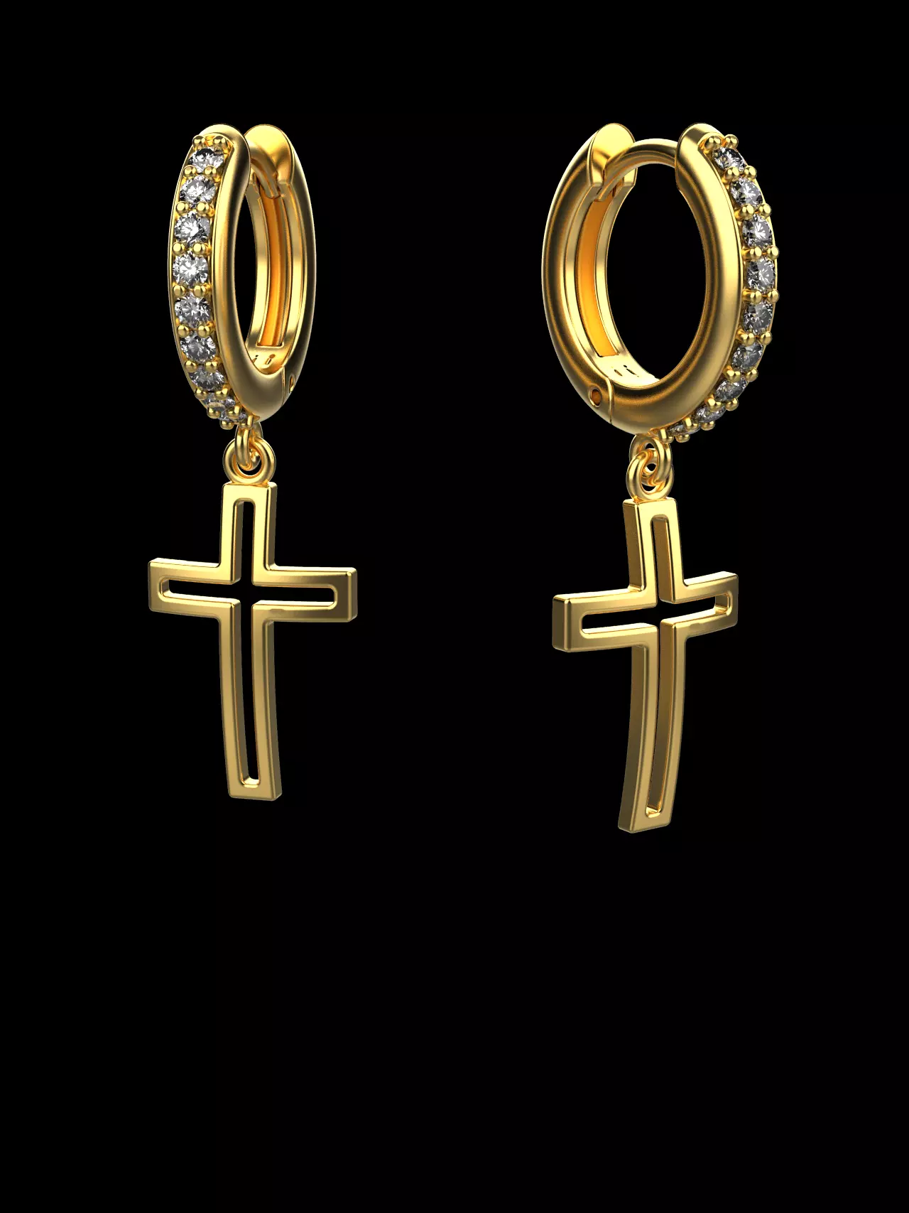 cross earrings 3D print model_0