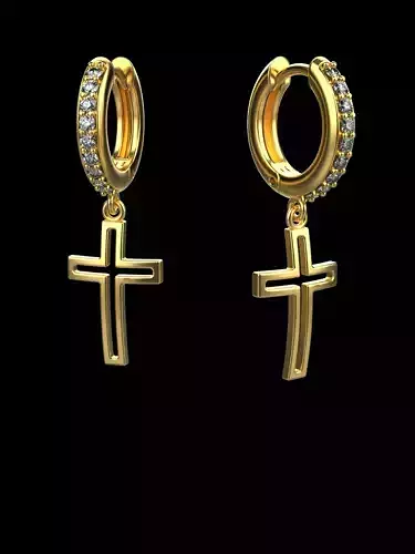 cross earrings 3D print model