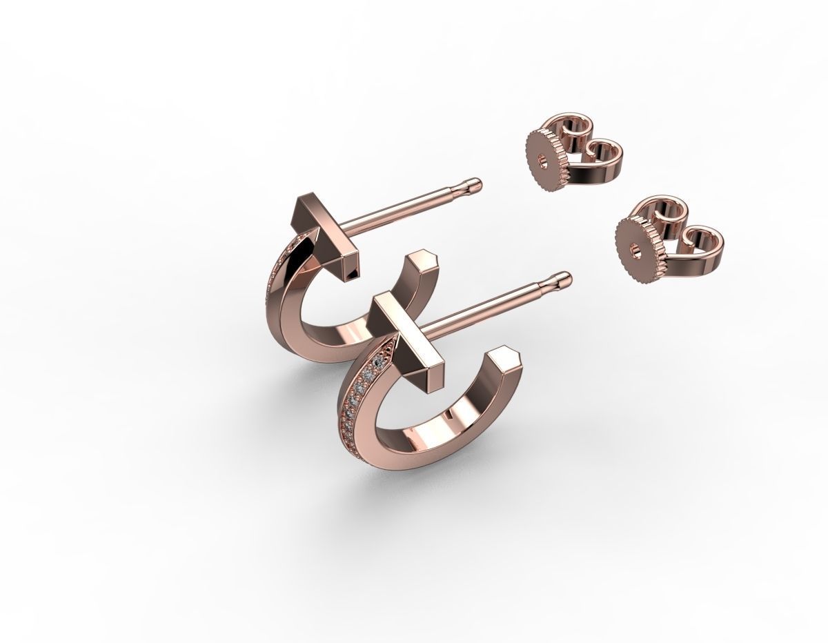 Tiffany T1 earriings diamond 3D print model_9