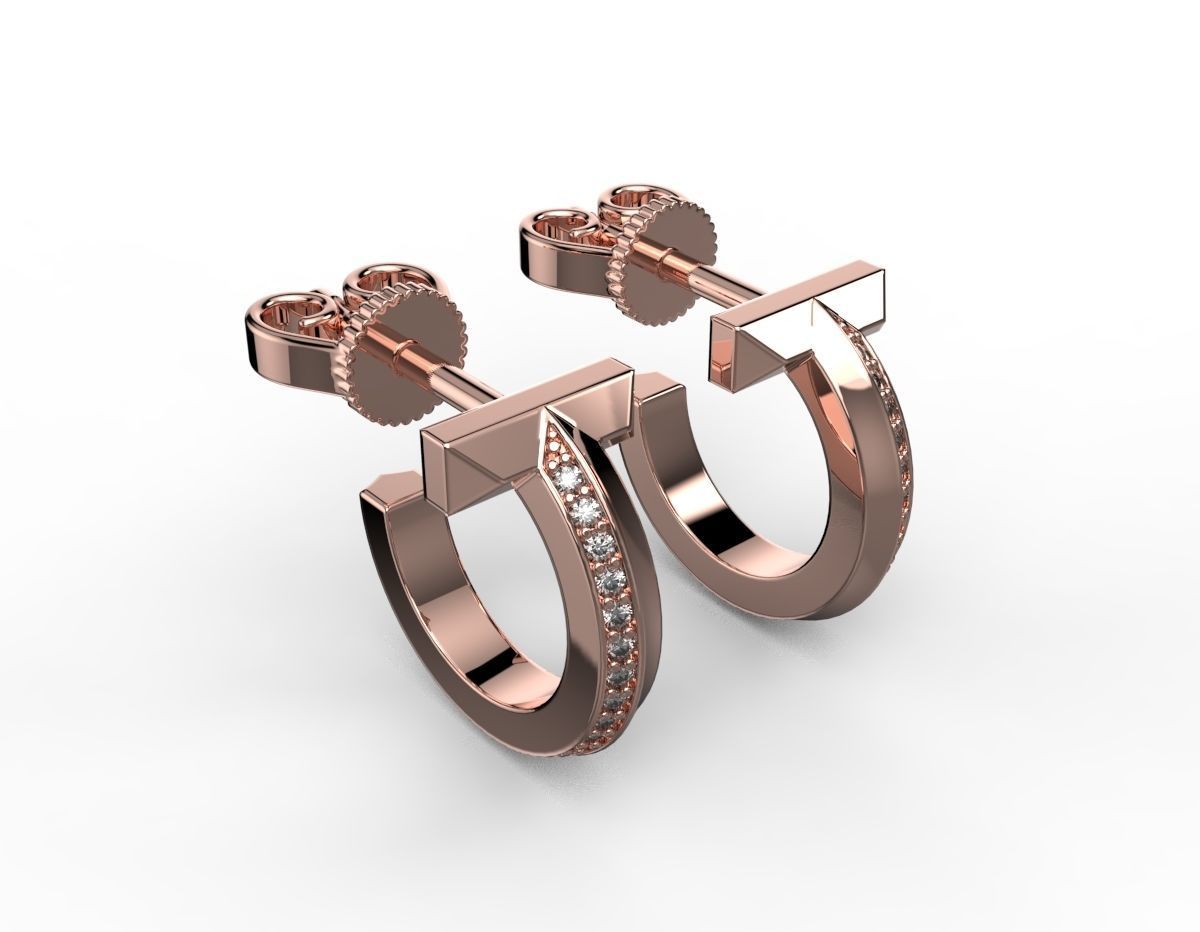 Tiffany T1 earriings diamond 3D print model_7