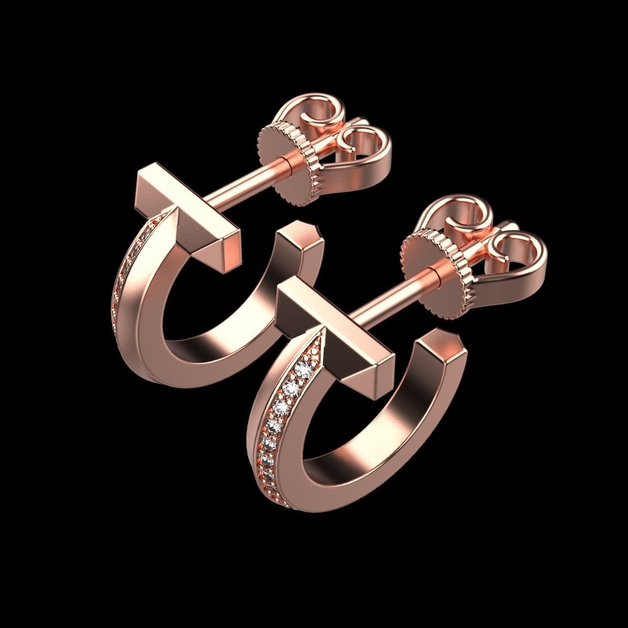 Tiffany T1 earriings diamond 3D print model_4