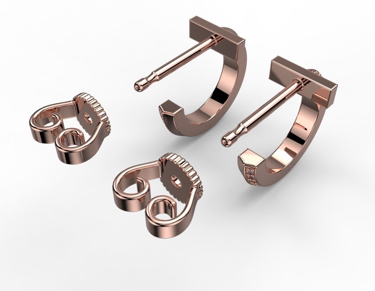 Tiffany T1 earriings diamond 3D print model_10