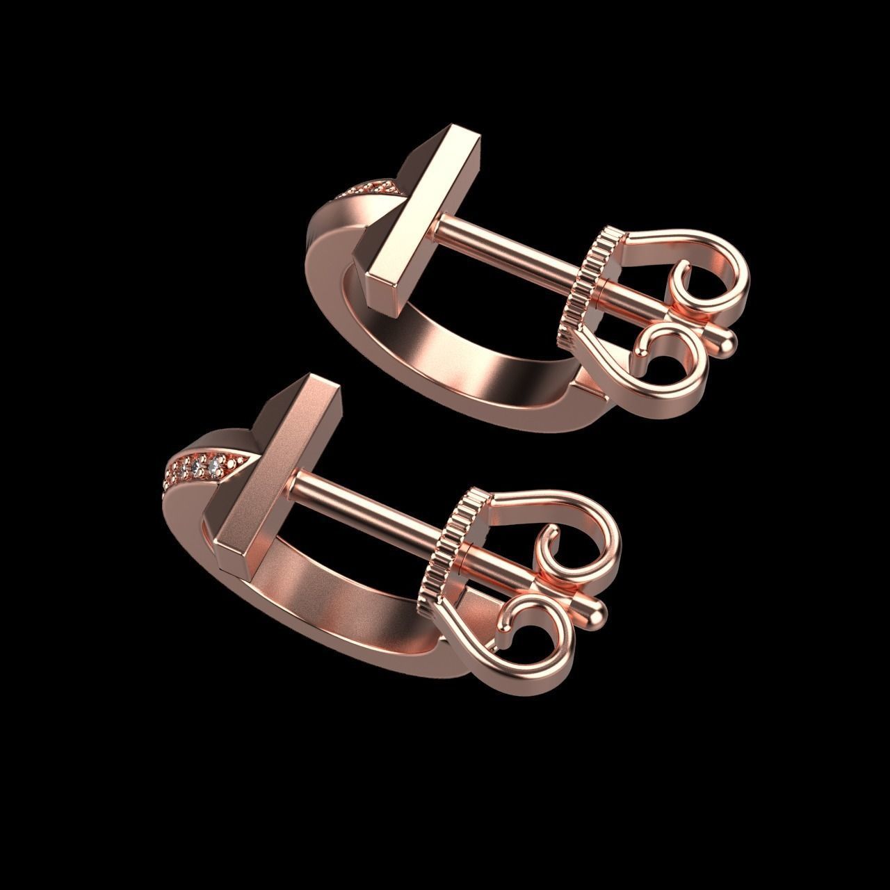 Tiffany T1 earriings diamond 3D print model_5