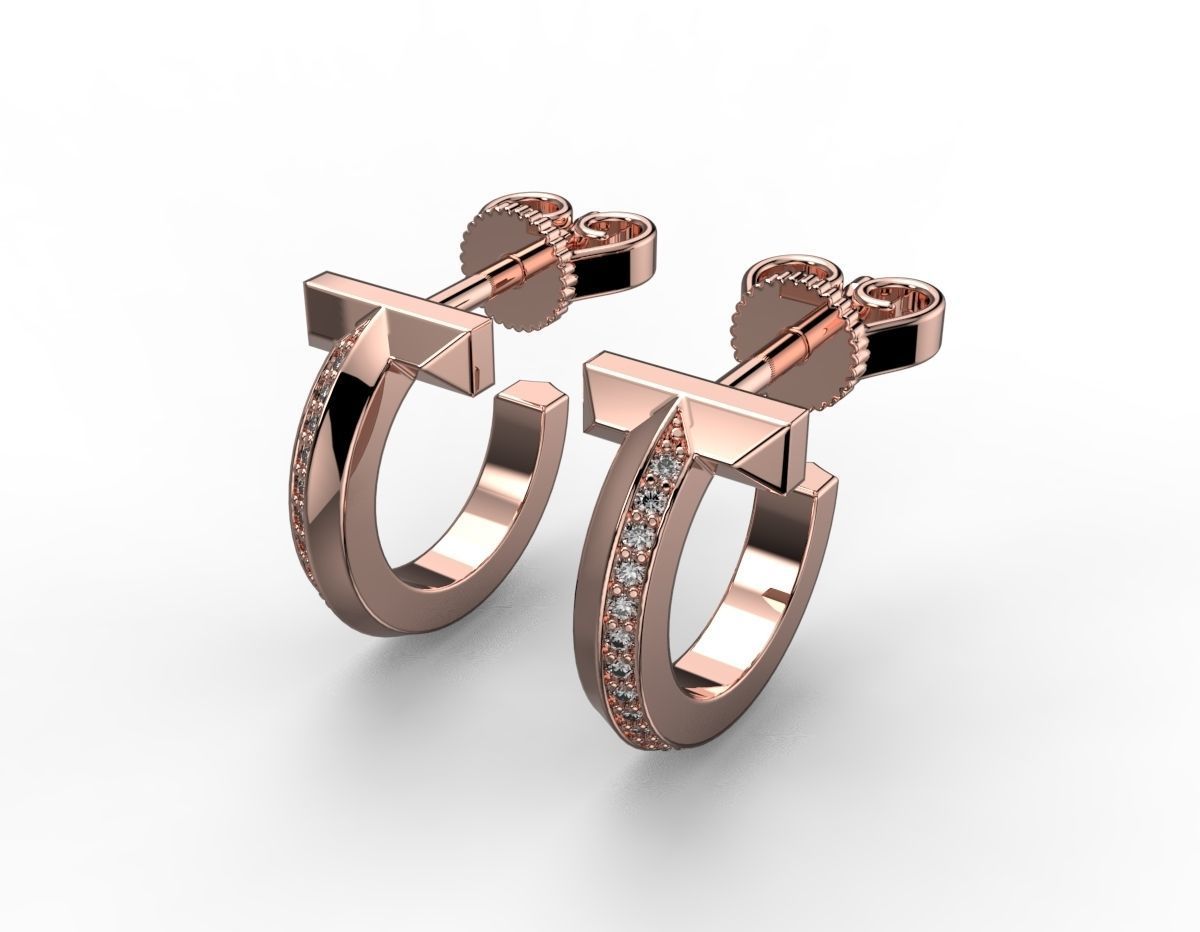 Tiffany T1 earriings diamond 3D print model_6