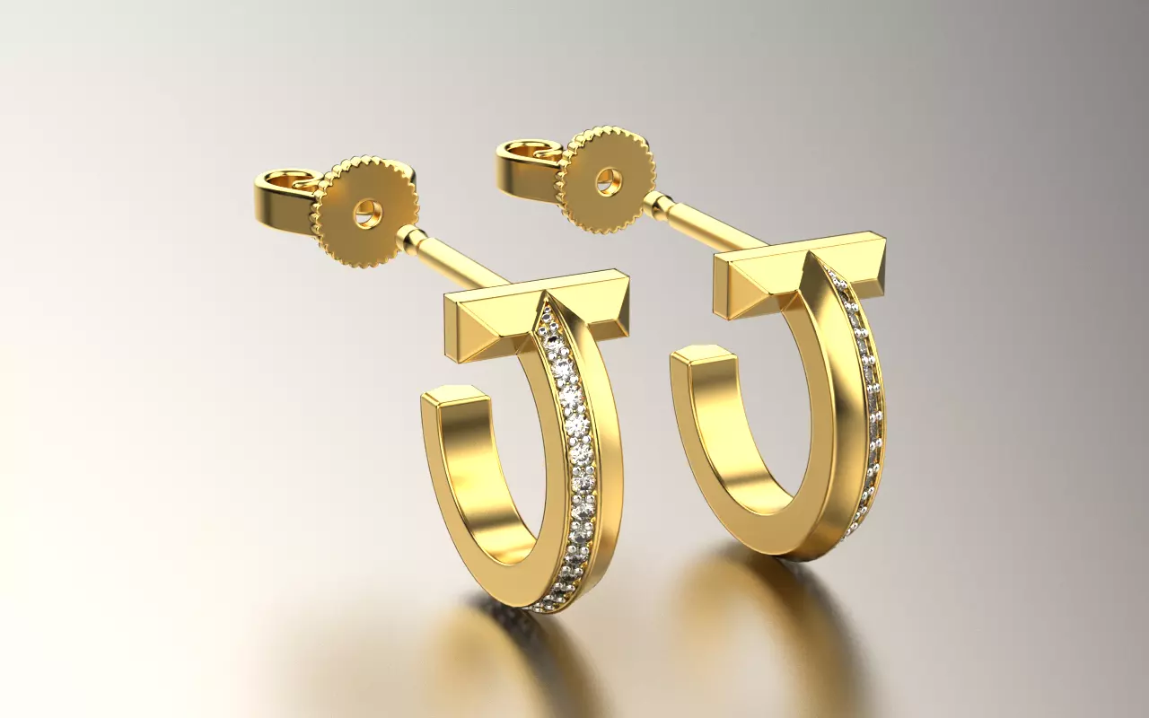 Tiffany T1 earriings diamond 3D print model_0