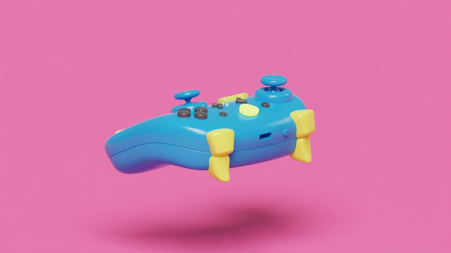 Isometric Stylized Cartoon Wireless Remote Controller Gamepad Low-poly 3D model_7