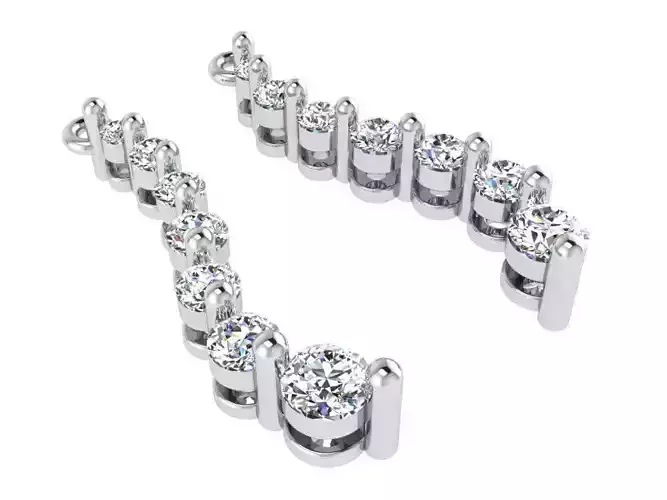 Round Diamond Shoulder Dust Earring 2646 3D print model