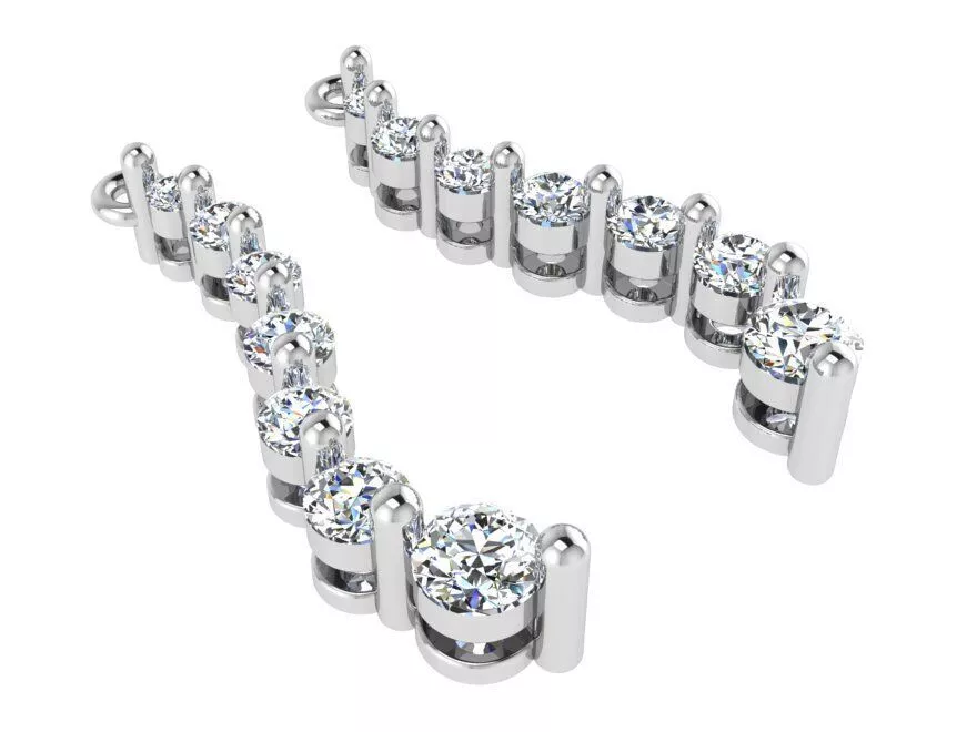 Round Diamond Shoulder Dust Earring 2646 3D print model