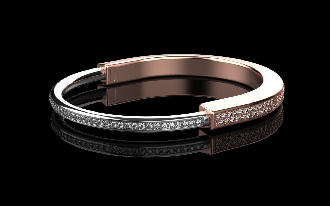 Tiffany lock bracelet 3D print model_2