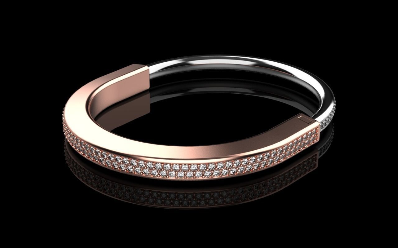 Tiffany lock bracelet 3D print model_3