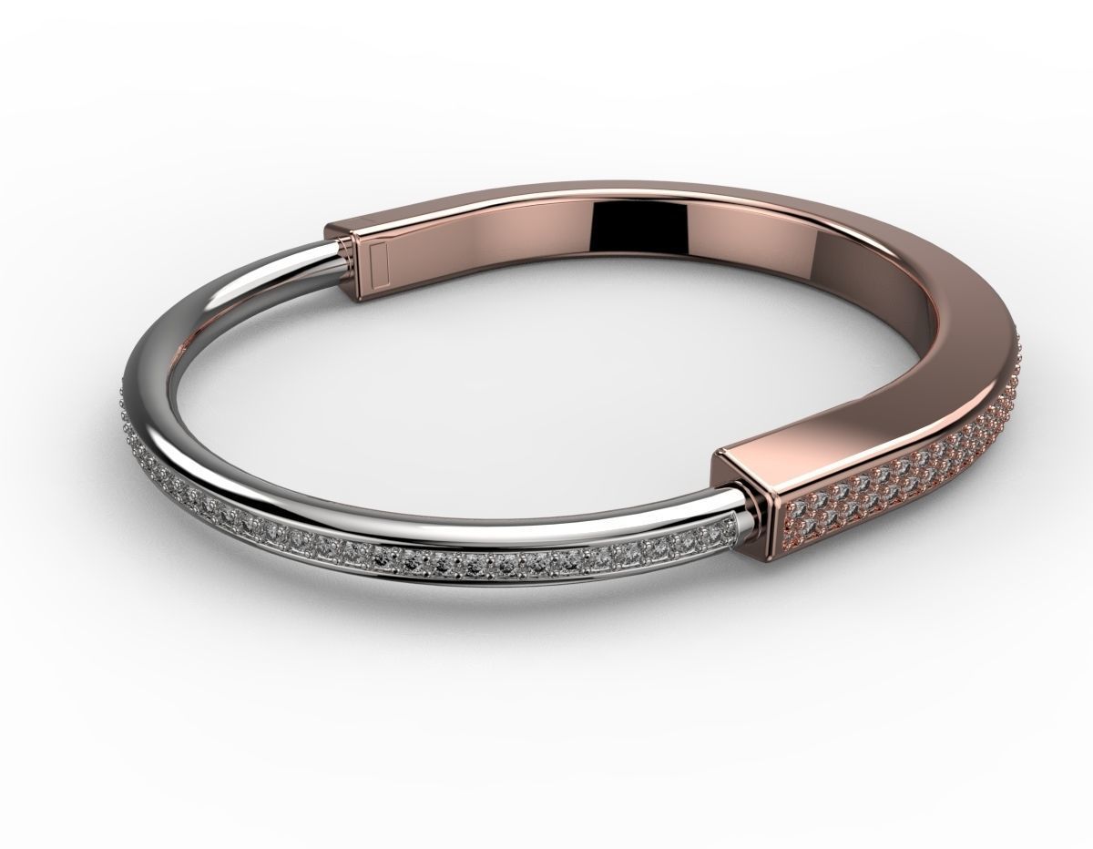 Tiffany lock bracelet 3D print model_4