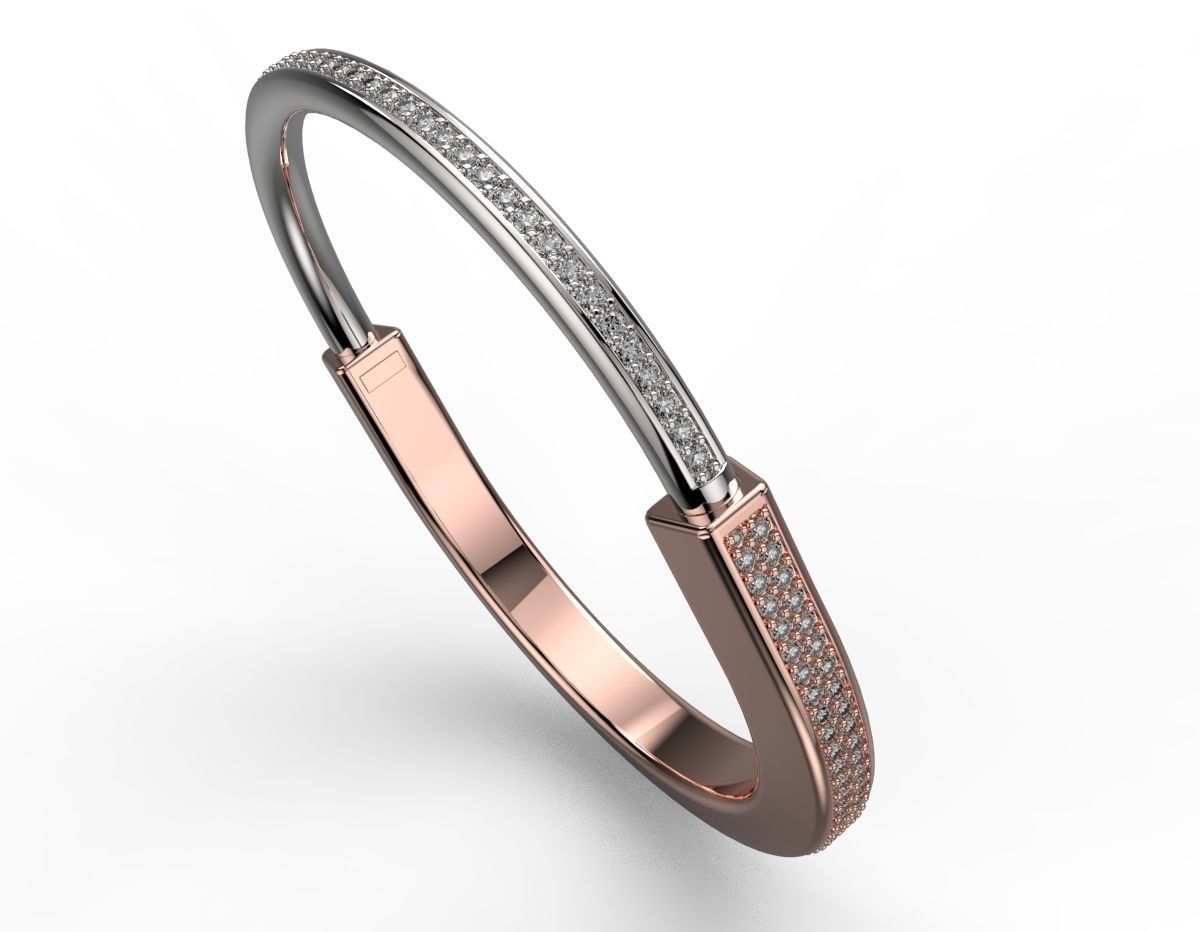 Tiffany lock bracelet 3D print model_5