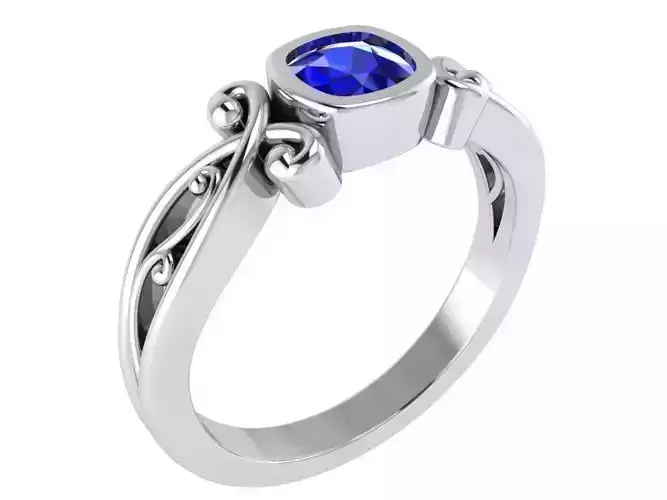 Cushion Bezel Twisted Ring 2648