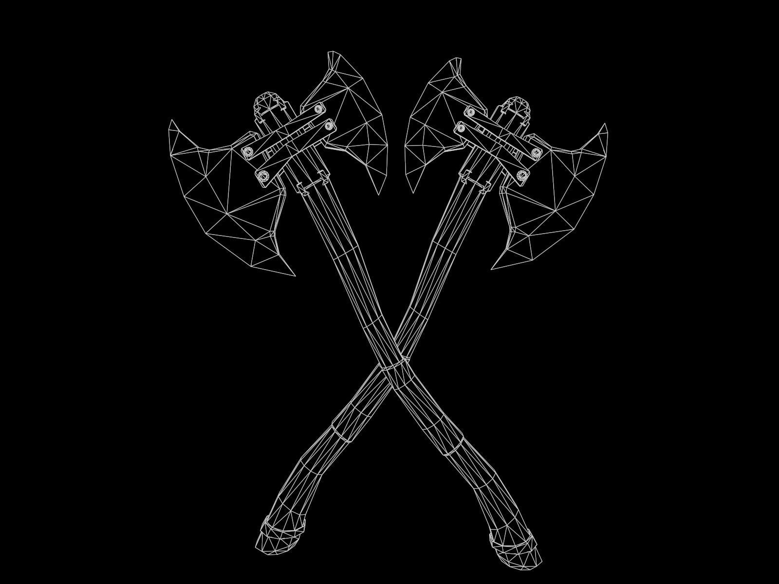 Stylized fantasy  lava and ice axe  Low-poly 3D model_13