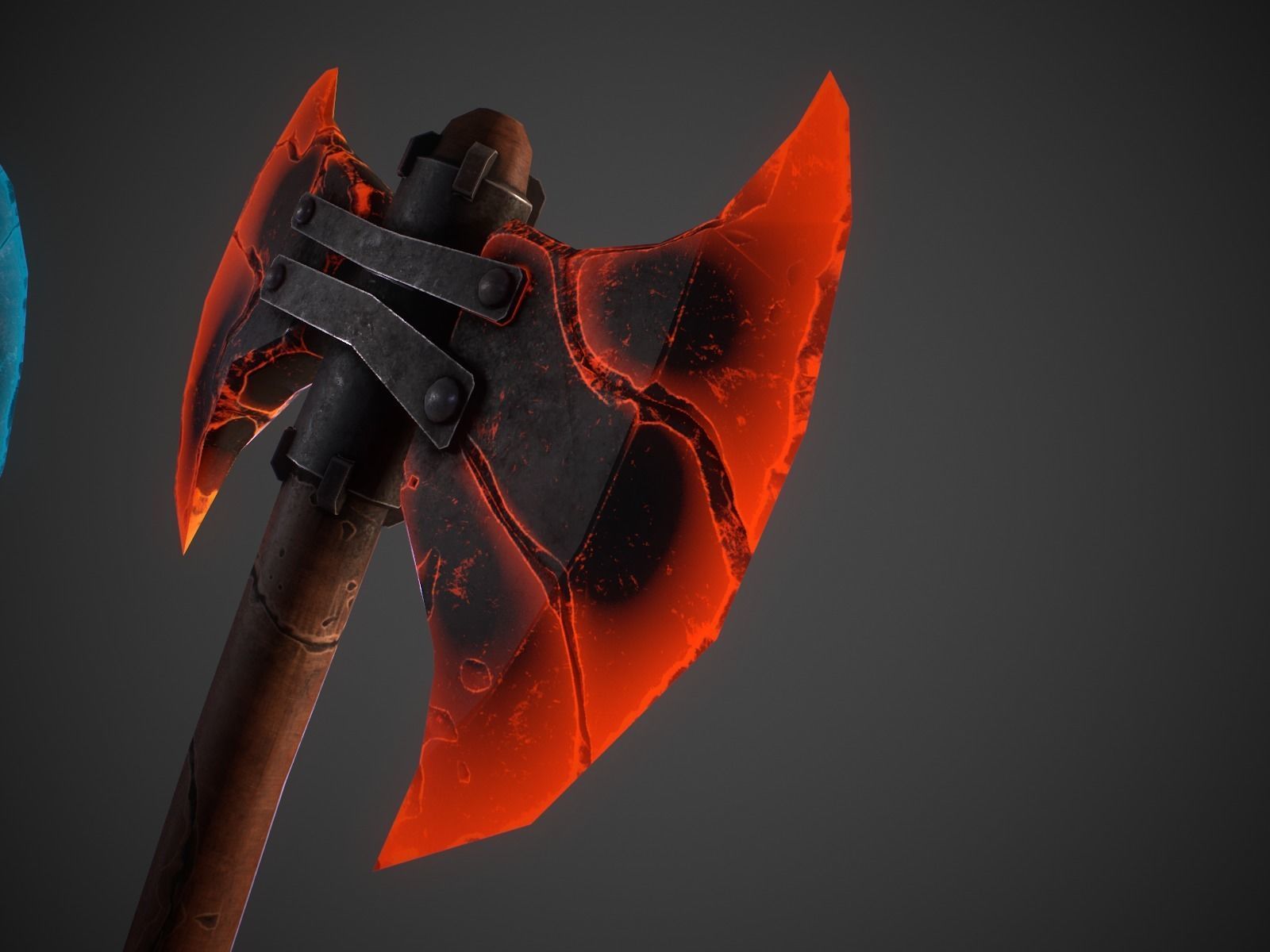 Stylized fantasy  lava and ice axe  Low-poly 3D model_6