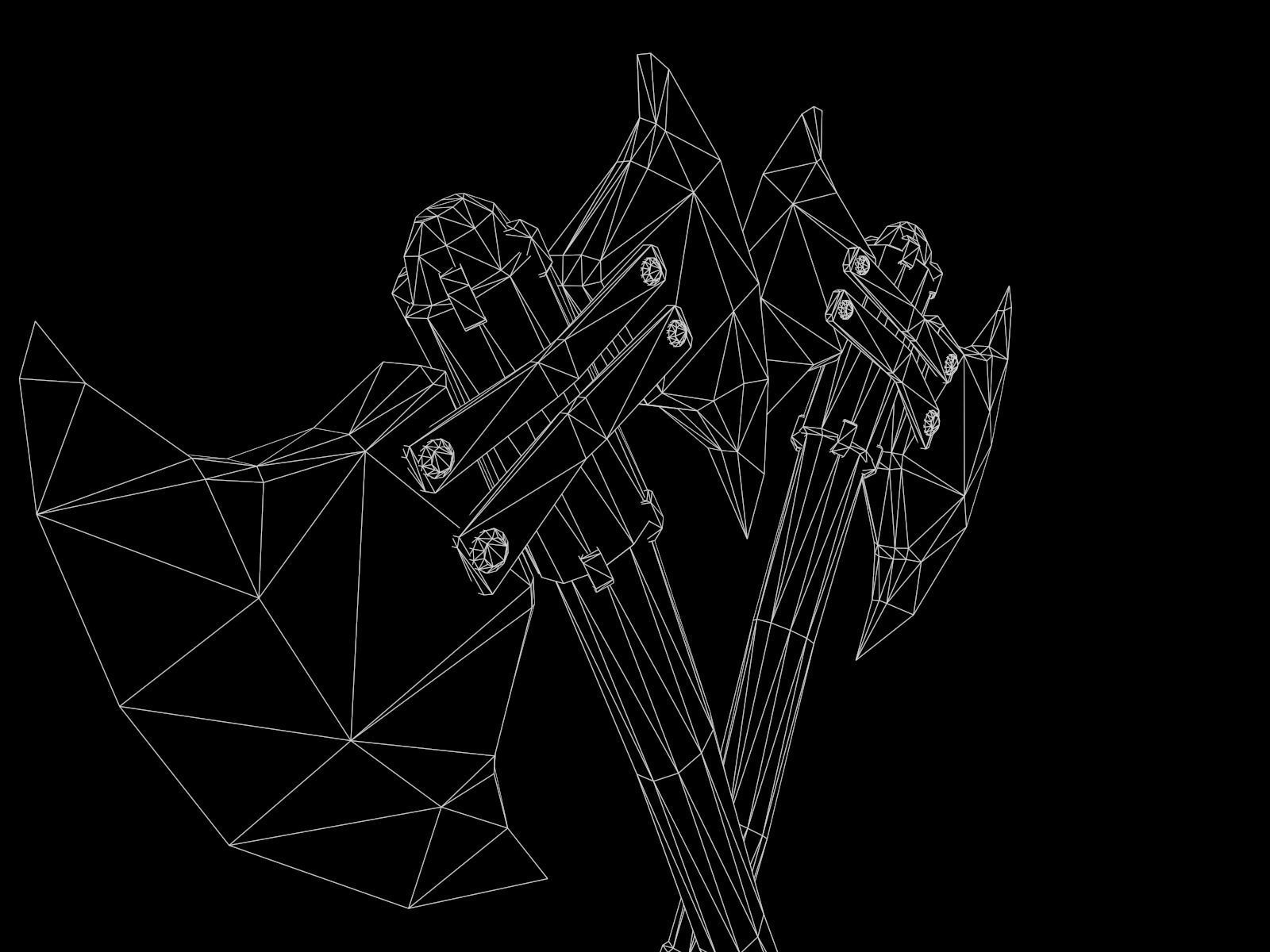 Stylized fantasy  lava and ice axe  Low-poly 3D model_14