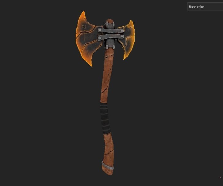 Stylized fantasy  lava and ice axe  Low-poly 3D model_20