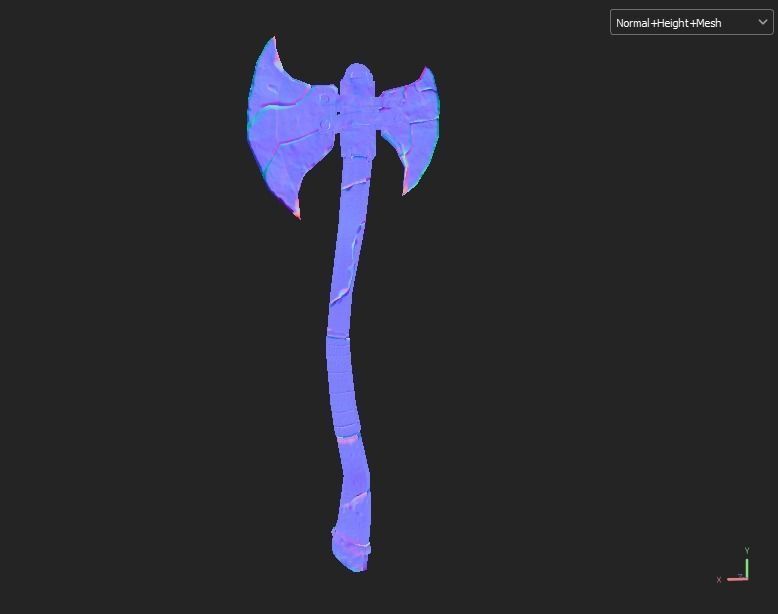Stylized fantasy  lava and ice axe  Low-poly 3D model_19