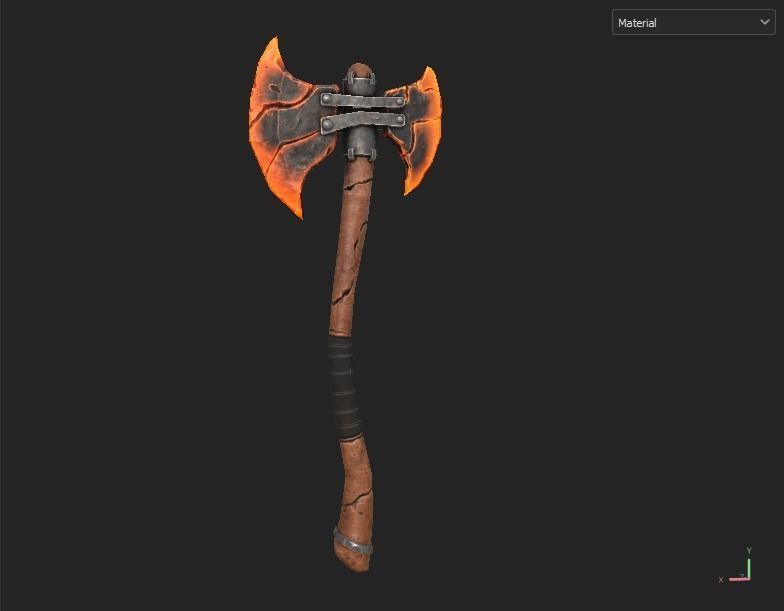 Stylized fantasy  lava and ice axe  Low-poly 3D model_15