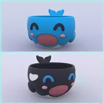 Cute Whale Killer Whale Flower Pot Pencil Pen Cup holder 3D print model