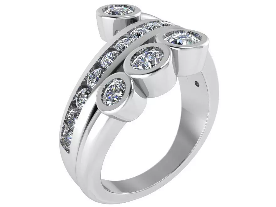 Bezel Diamond Spiral Ring 2673 3D print model