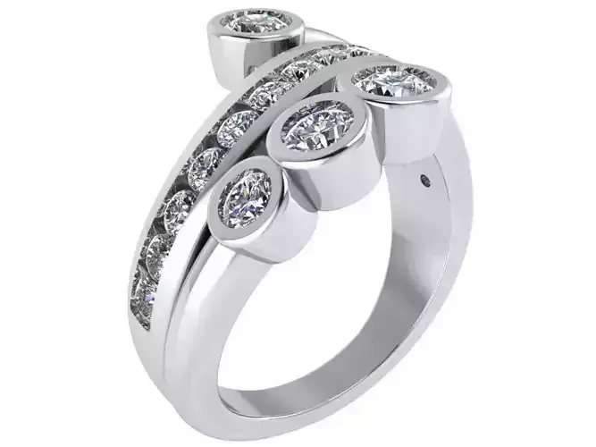 Bezel Diamond Spiral Ring 2673