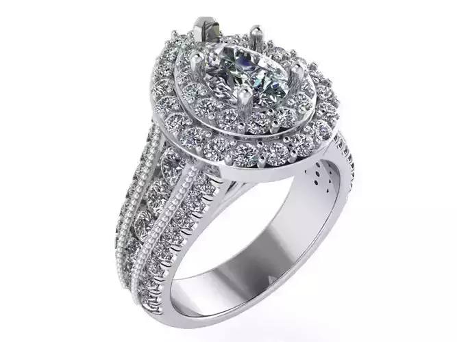 Pear Double Halo Ring 2674