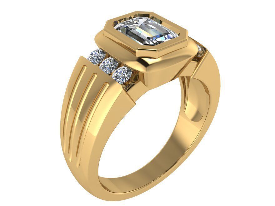 Emerald Bezel Ring 2675 3D print model_1